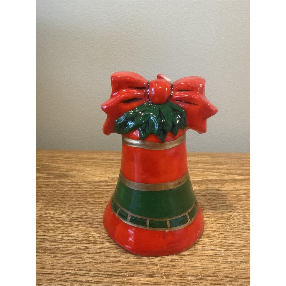 Vintage Christmas Bell Shaped Candle Decor‎ Green and Red Bell